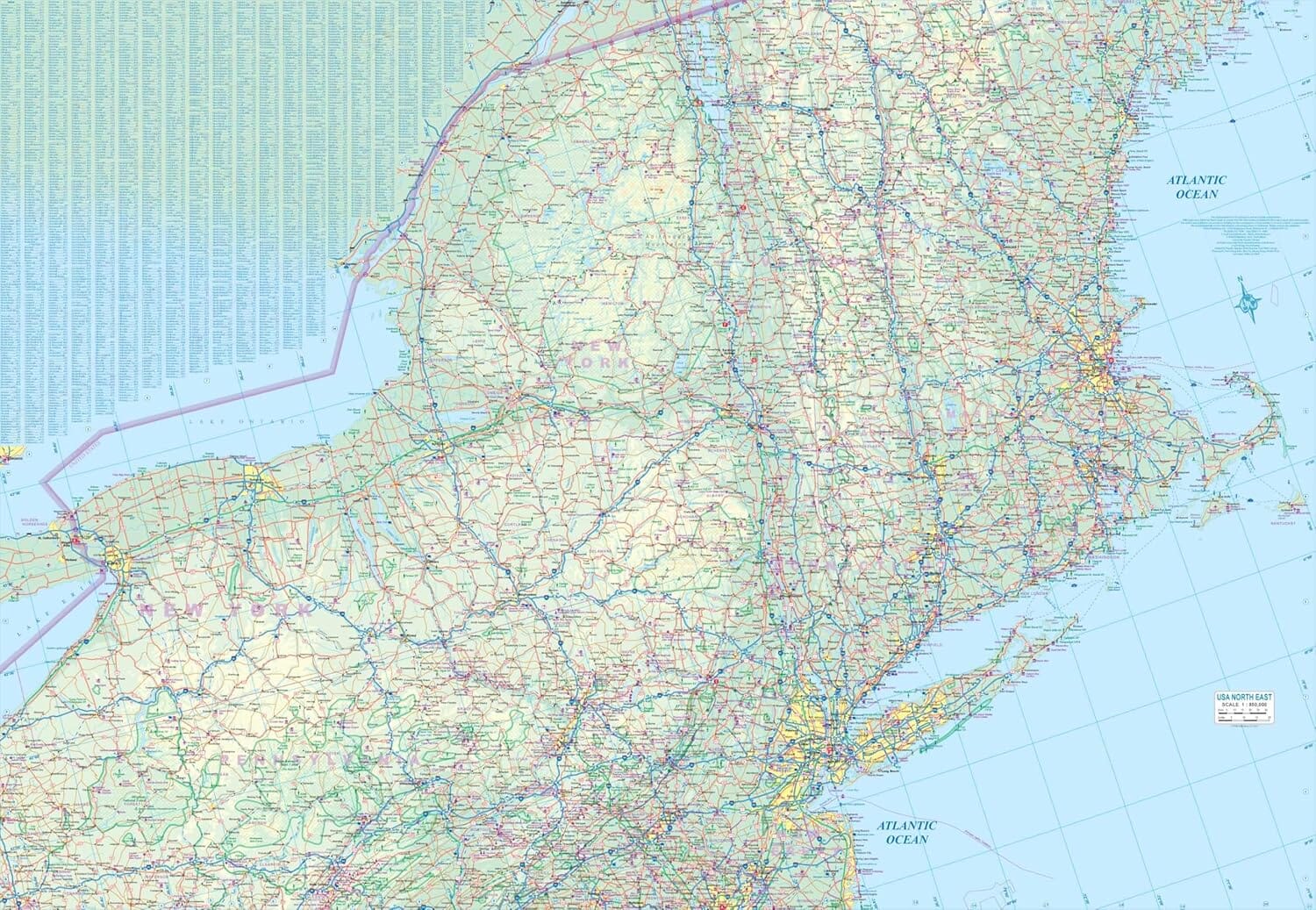 Carte de voyage - USA Nord-est | ITM carte routière ITM