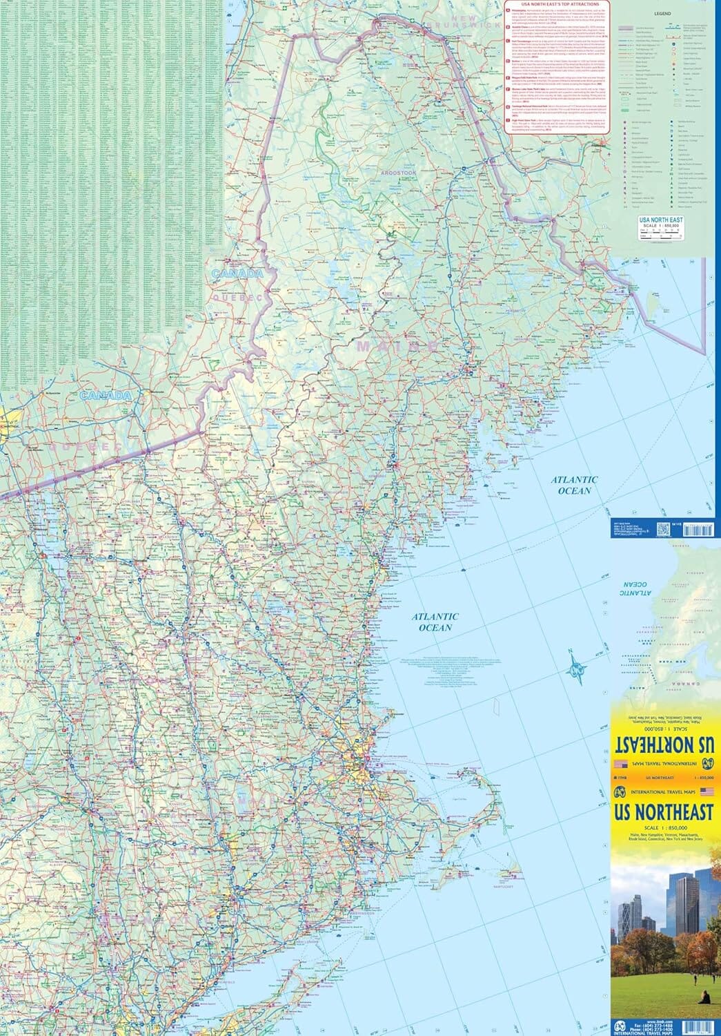 Carte de voyage - USA Nord-est | ITM carte routière ITM
