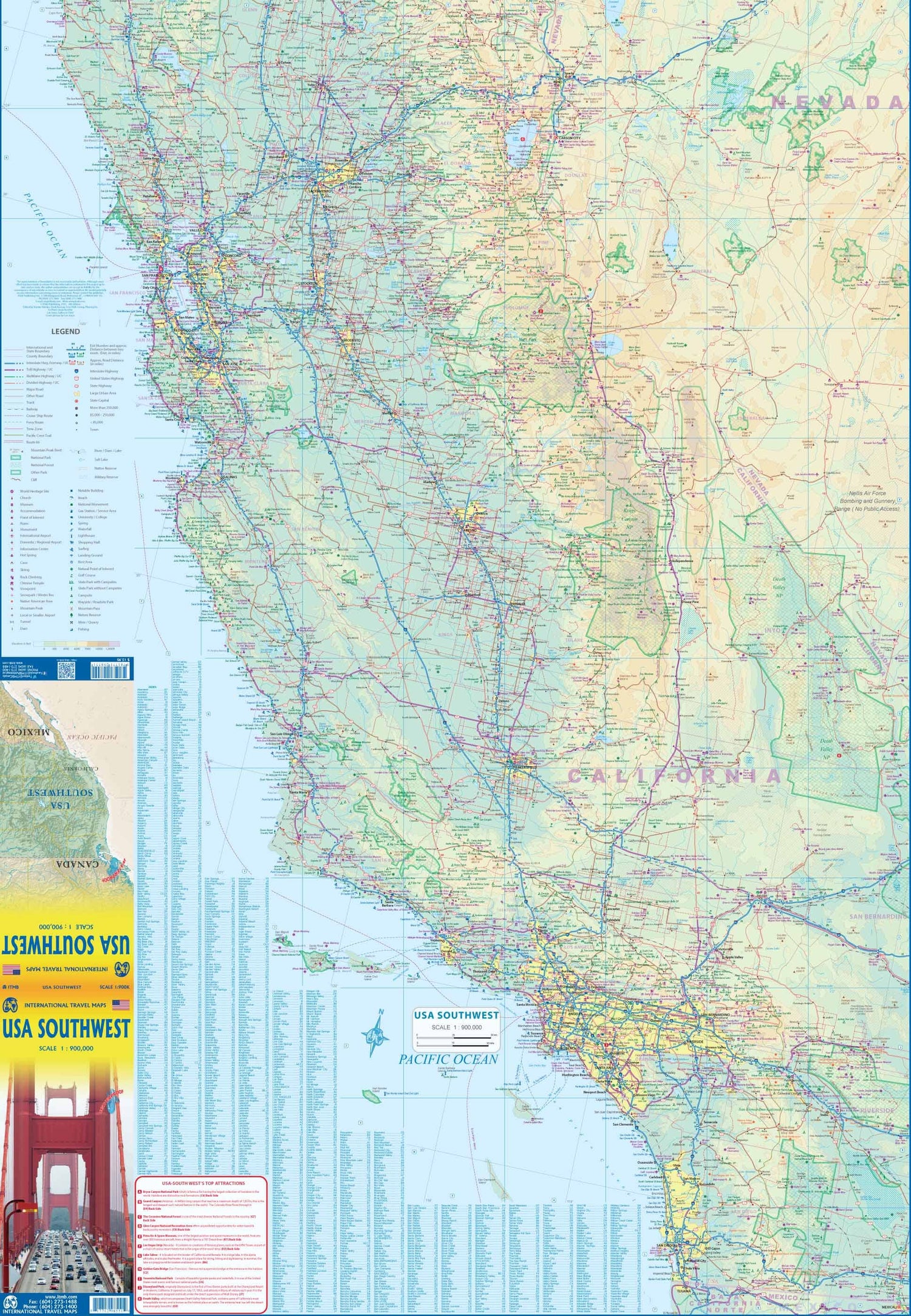 Carte de voyage - USA Sud-ouest | ITM carte routière ITM