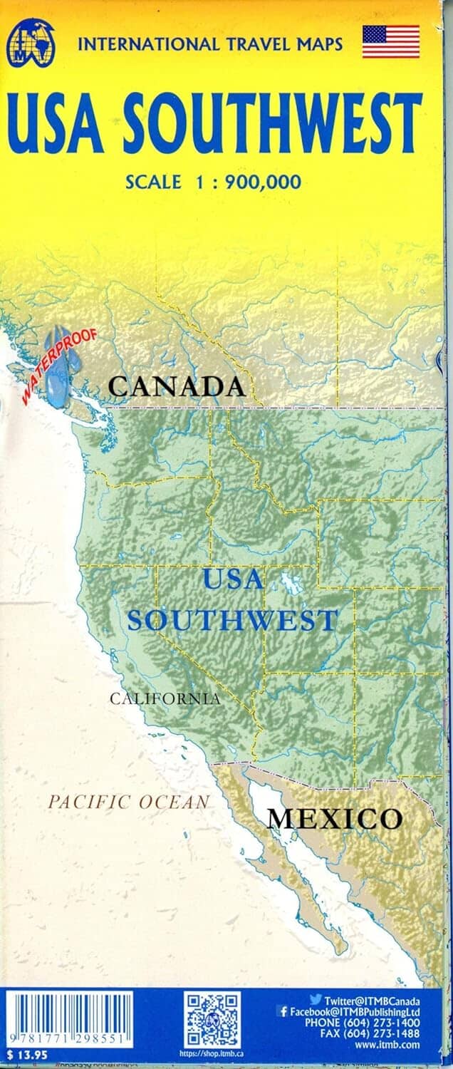 Carte de voyage - USA Sud-ouest | ITM carte routière ITM
