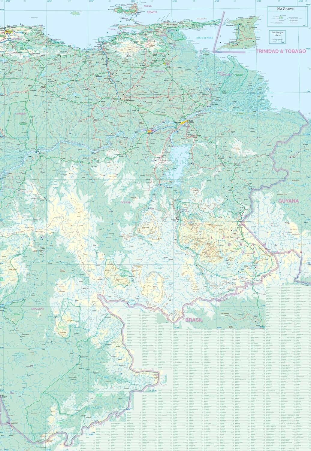 Carte de voyage - Venezuela | ITM carte routière ITM 