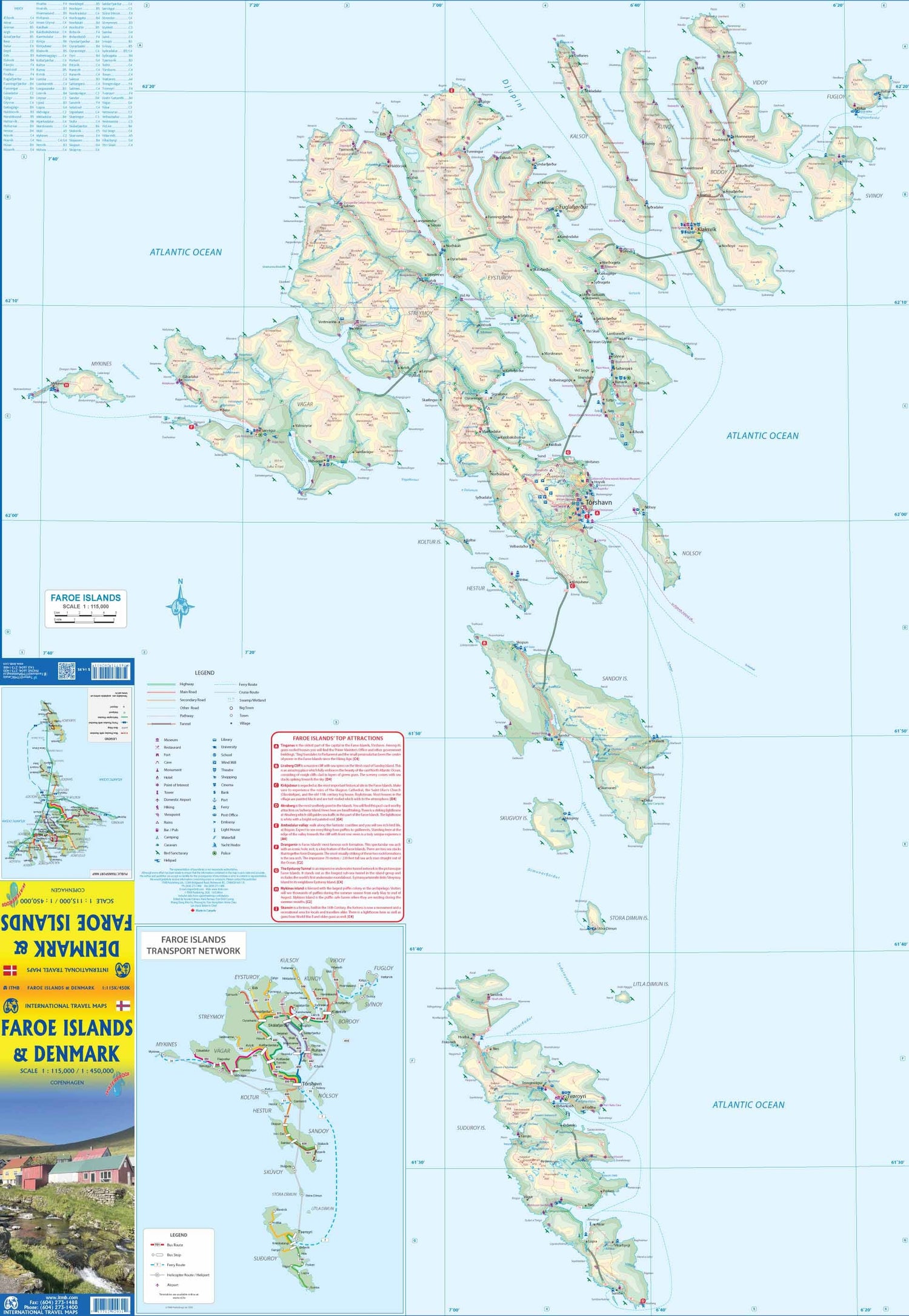 Carte de voyage waterproof - Iles Féroé & Danemark | ITM carte routière ITM