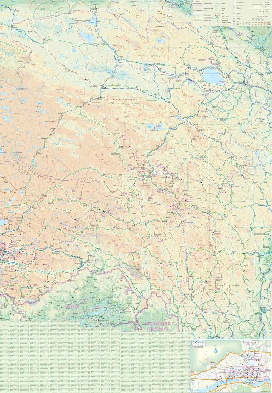 Carte de voyage waterproof - Tibet | ITM carte routière ITM