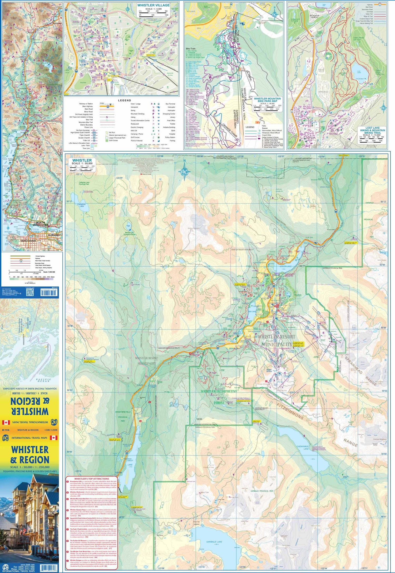 Carte de voyage - Whistler & région (Colombie Britannique) | ITM carte routière ITM