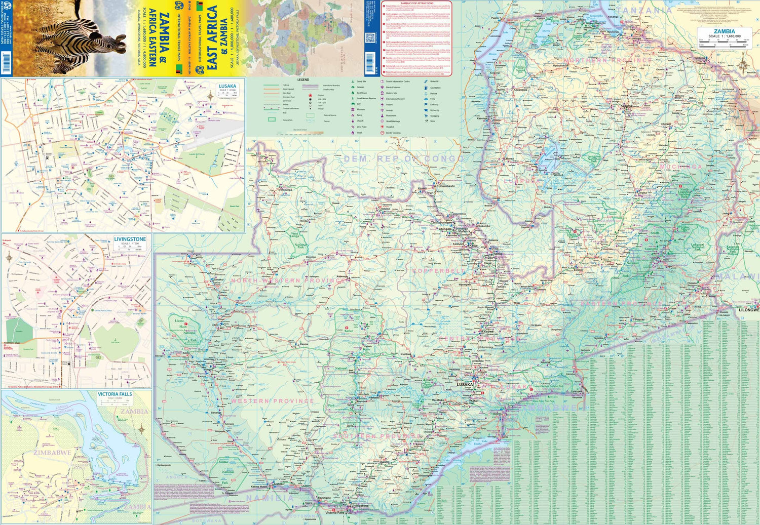 Carte de voyage - Zambie & Afrique de l'Est | ITM carte routière ITM