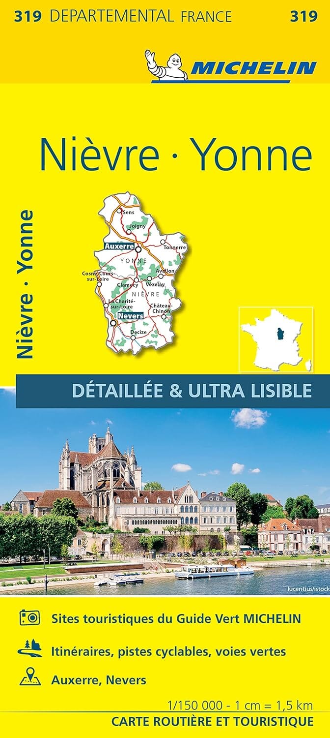 Carte départementale n° 319 - Nièvre & Yonne | Michelin carte routière Michelin