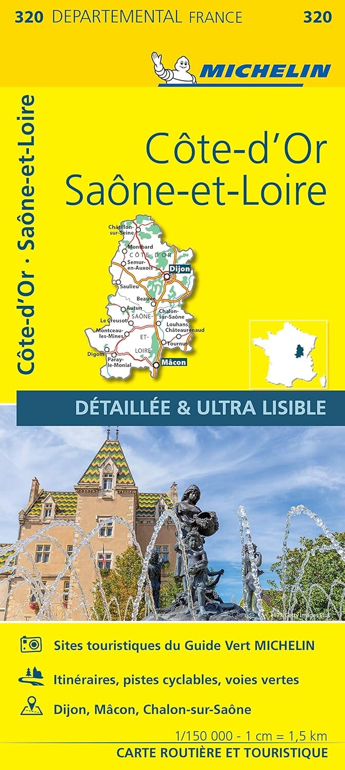 Carte départementale n° 320 - Côte d'Or & Saône-et-Loire | Michelin carte routière Michelin