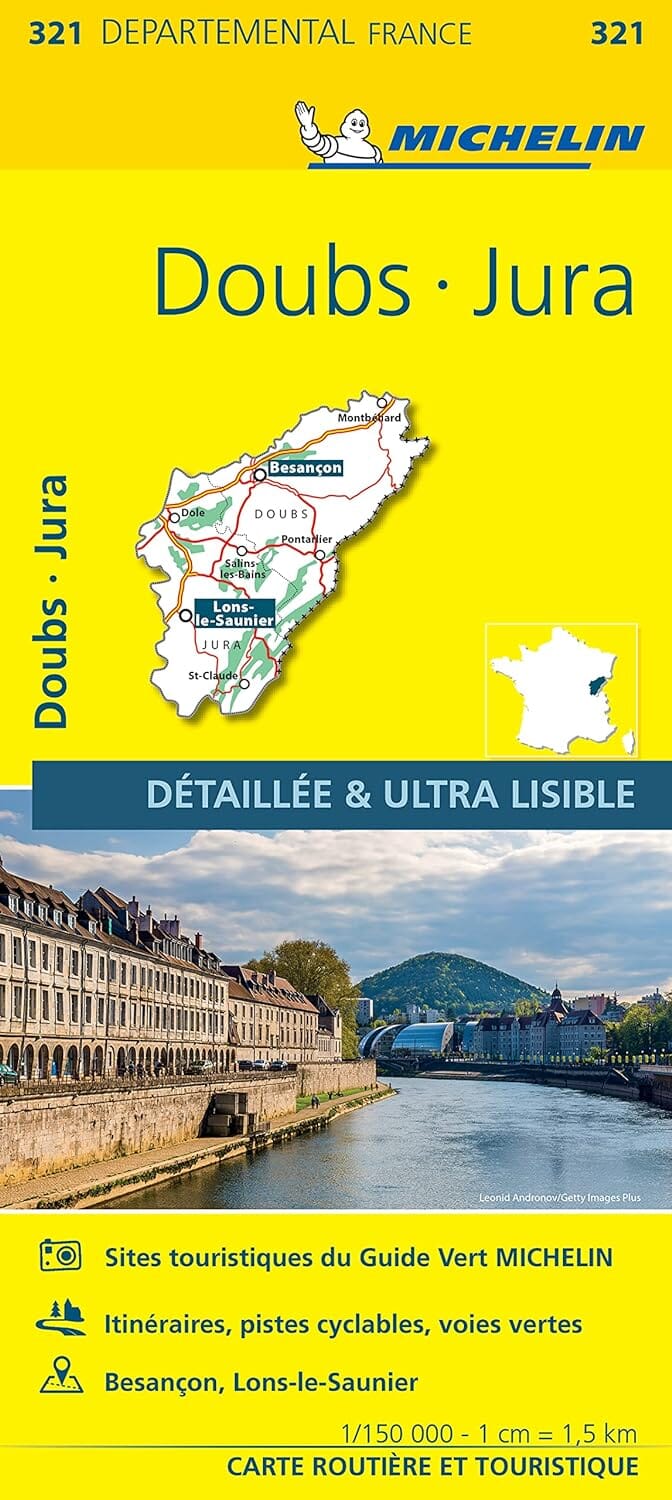 Carte départementale n° 321 - Doubs, Jura | Michelin carte routière Michelin