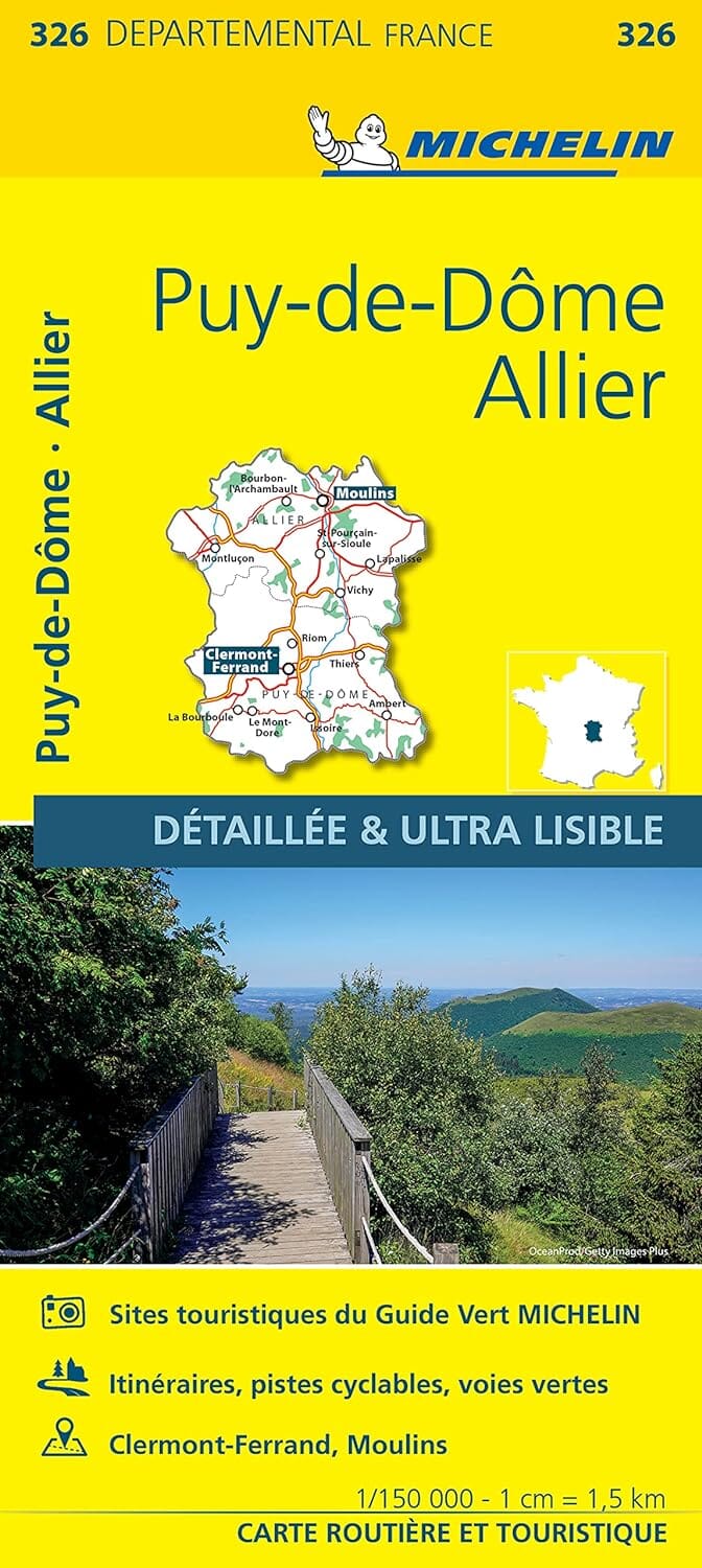 Carte départementale n° 326 - Allier & Puy-de-Dôme | Michelin carte routière Michelin