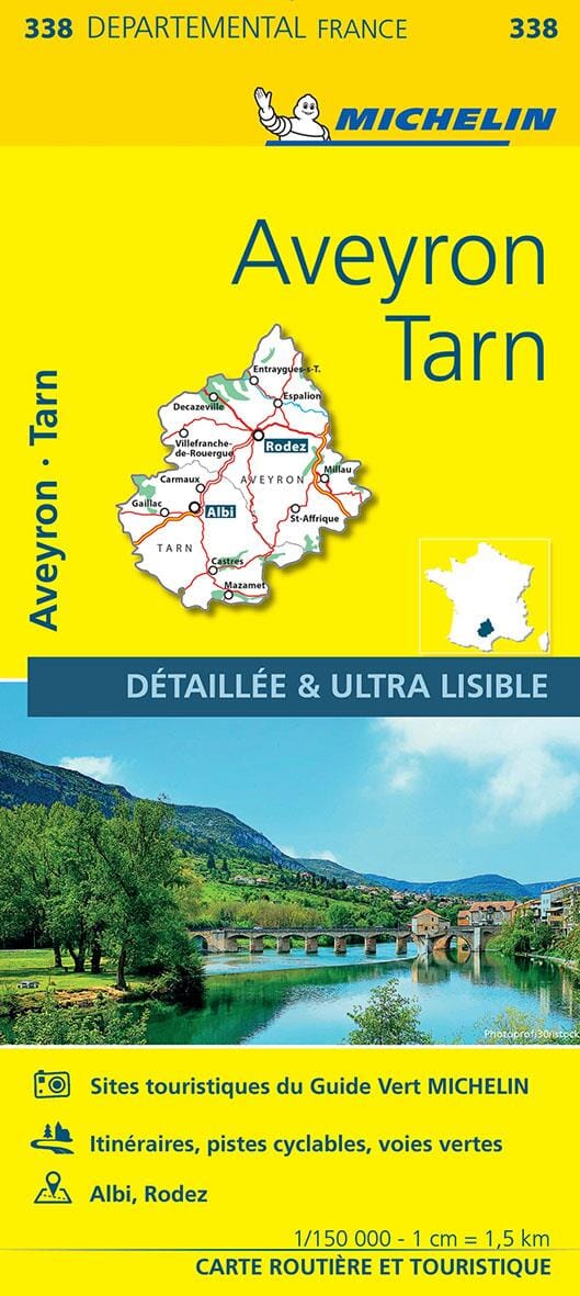 Carte départementale n° 338 - Aveyron & Tarn | Michelin carte routière Michelin