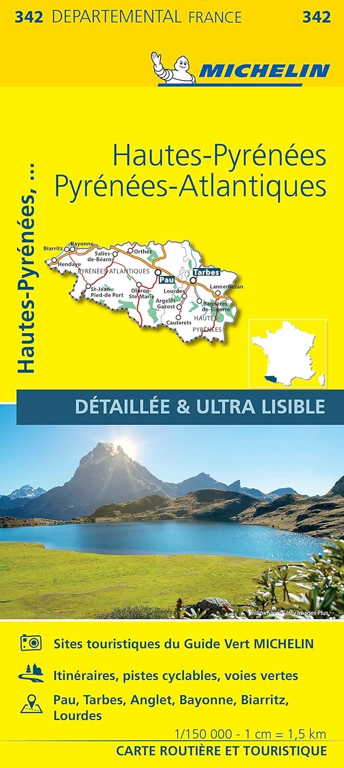 Carte départementale n° 342 - Hautes-Pyrénées & Pyrénées-Atlantiques | Michelin carte routière Michelin