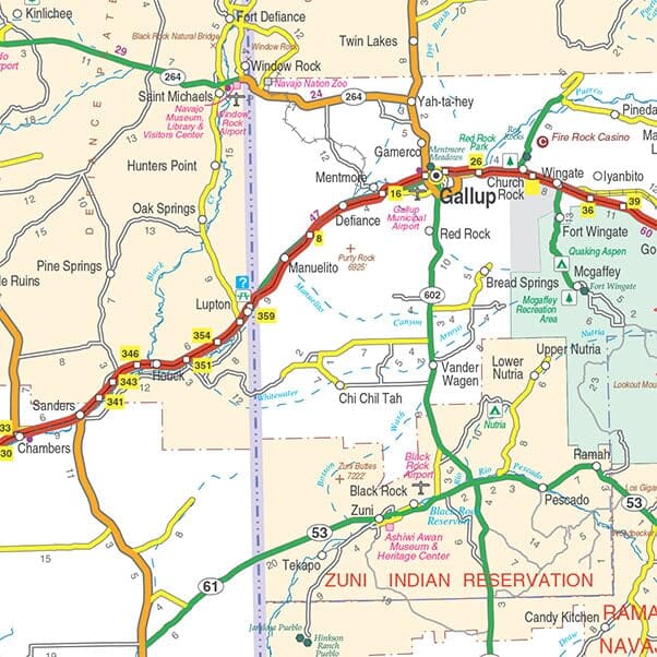 Carte des états de l'Arizona et du Nouveau-Mexique | GM Johnson carte routière GM Johnson 