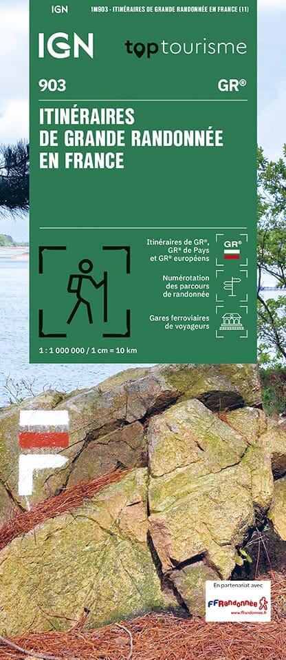 Carte des itinéraires de Grande Randonnée (GR) en France | IGN carte routière IGN 