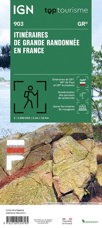 Carte des itinéraires de Grande Randonnée (GR) en France | IGN carte routière IGN 