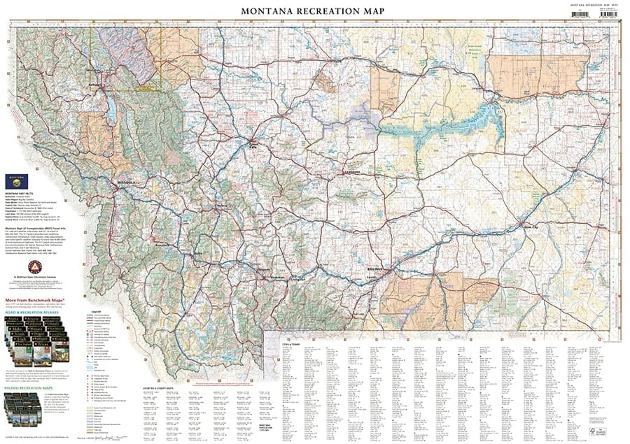 Carte des loisirs du Montana | Benchmark Maps carte routière Benchmark Maps 
