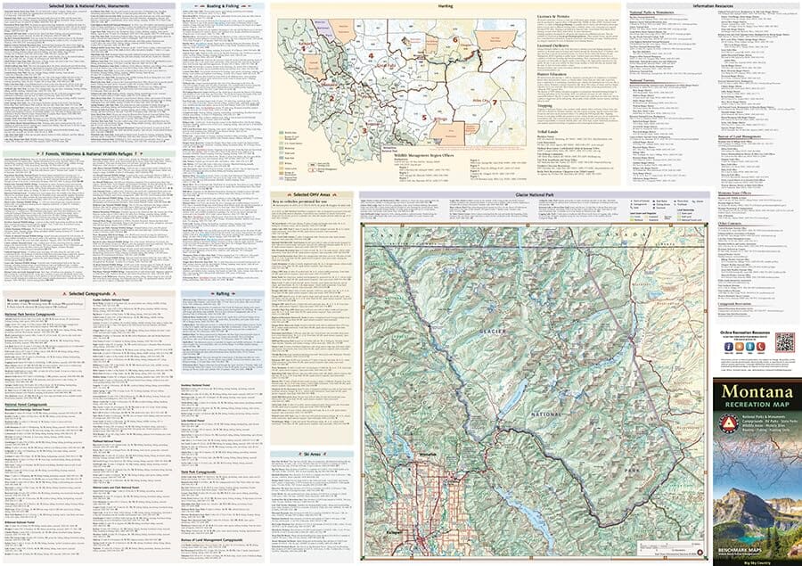 Carte des loisirs du Montana | Benchmark Maps carte routière Benchmark Maps 