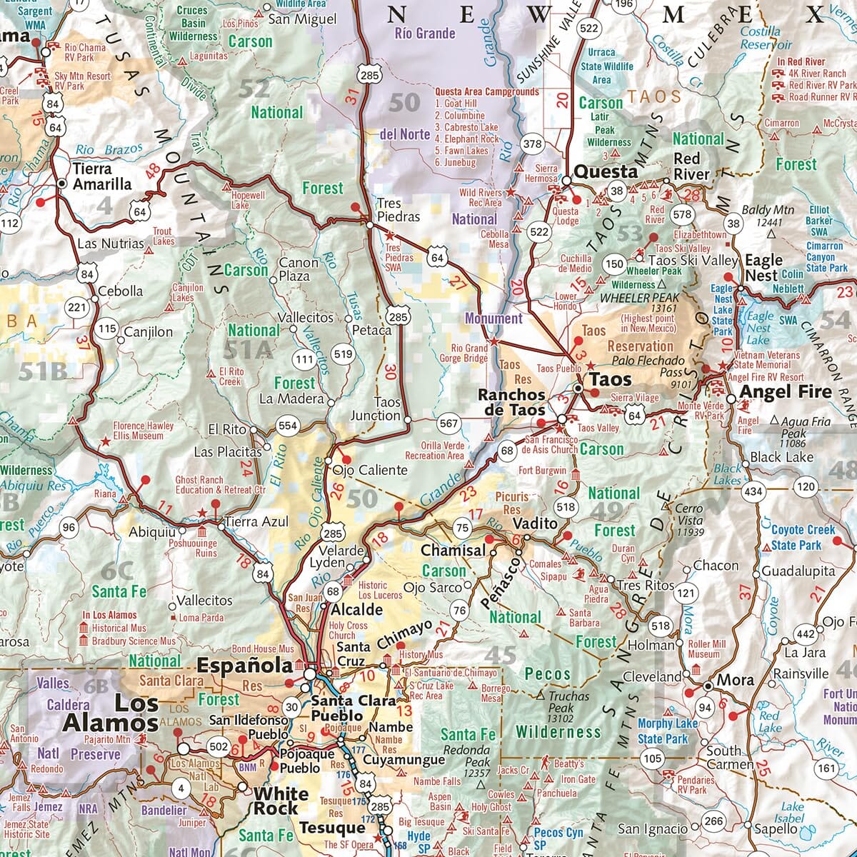 Carte des loisirs du Nouveau-Mexique | Benchmark Maps carte routière Benchmark Maps 