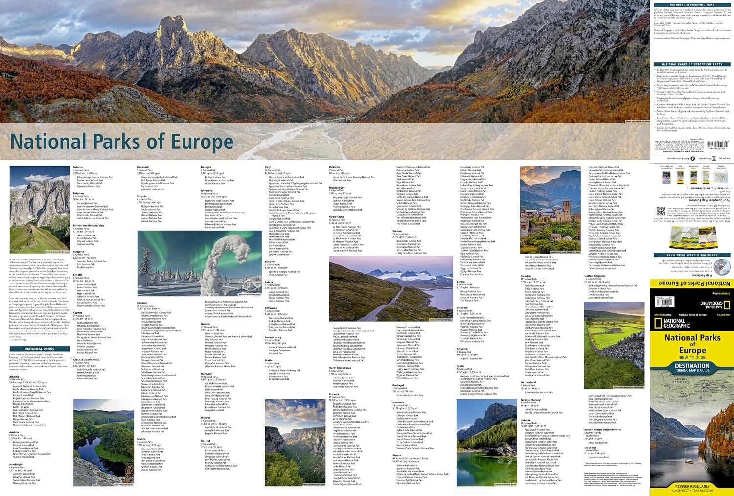 Carte des parcs nationaux d’Europe | National Geographic carte routière National Geographic 