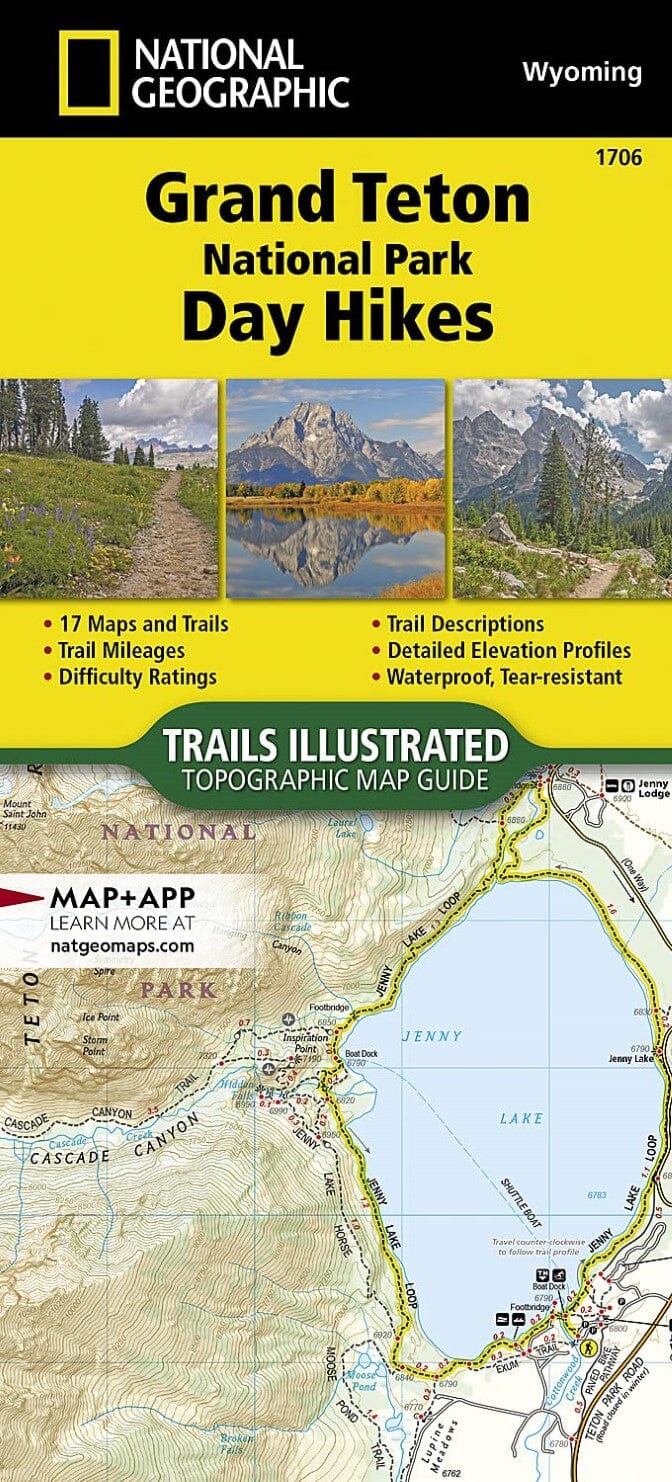 Carte des randonnées d'une journée n° 1706 - Parc national de Grand Teton | National Geographic carte pliée National Geographic 