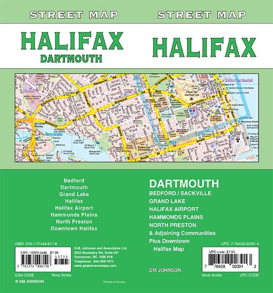 Carte des rues de Halifax & Dartmouth (Nouvelle-Écosse) | GM Johnson plan de ville GM Johnson 