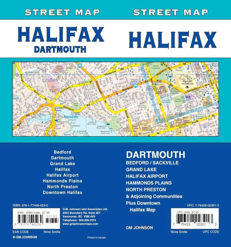 Carte des rues de Halifax & Dartmouth (Nouvelle-Écosse) | GM Johnson plan de ville GM Johnson 