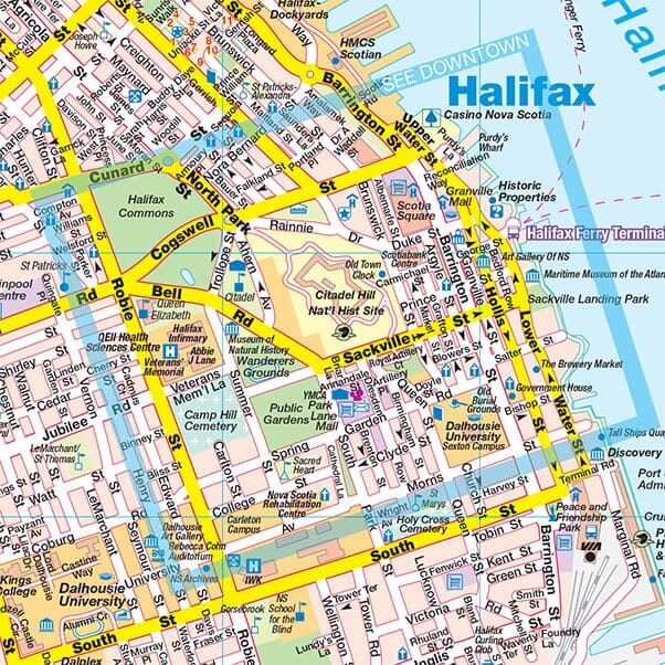 Carte des rues de Halifax & Dartmouth (Nouvelle-Écosse) | GM Johnson plan de ville GM Johnson 