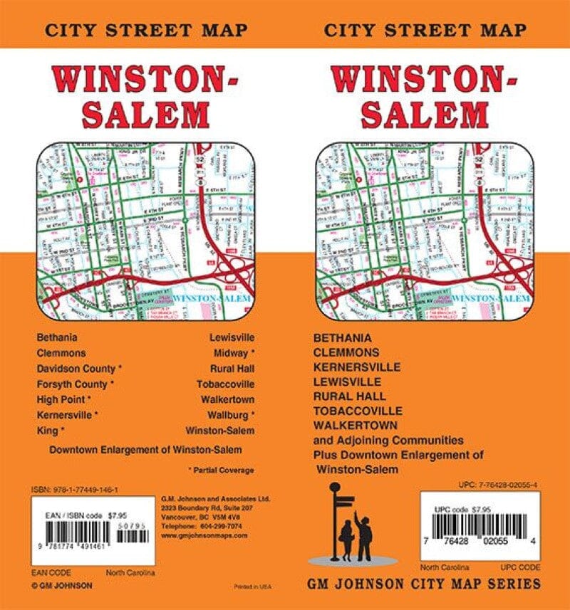 Carte des rues - Winston-Salem, Caroline du Nord | GM Johnson plan de ville GM Johnson Default Title