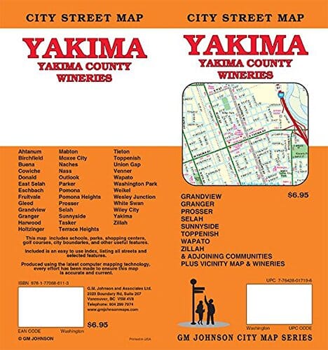 Carte des rues - Yakima, Comté de Yakima, vignobles (Washington) | GM Johnson plan de ville GM Johnson 