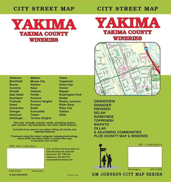 Carte des rues - Yakima, Comté de Yakima, vignobles (Washington) | GM Johnson plan de ville GM Johnson 