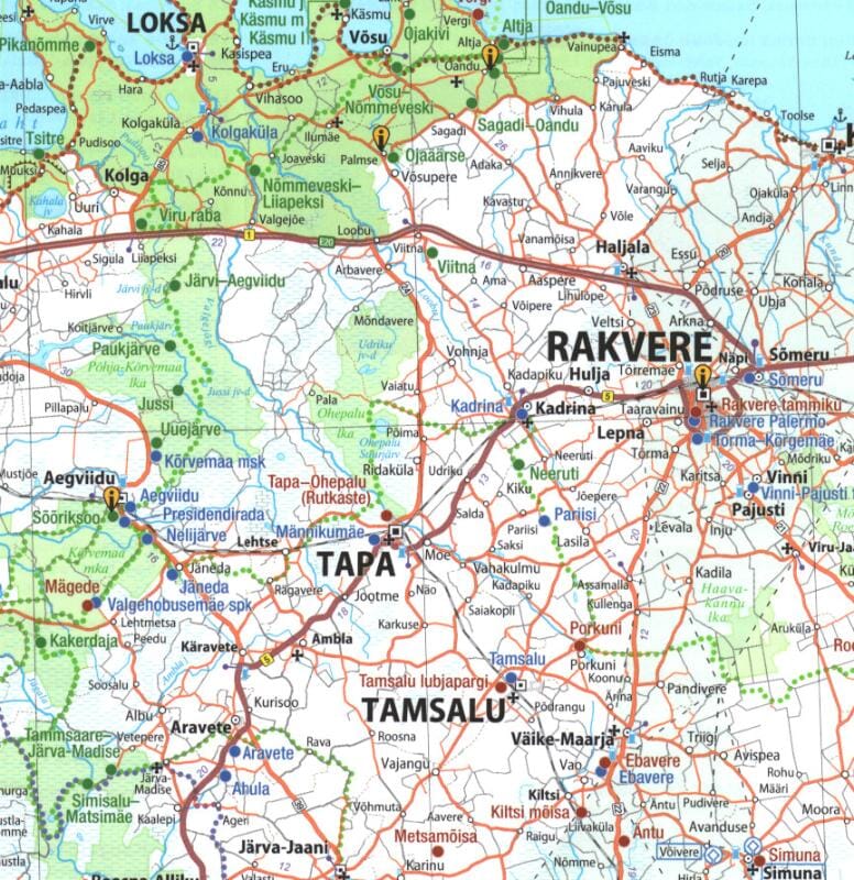 Carte des sentiers de randonnée et de santé d’Estonie | Jana Seta carte de randonnée Jana Seta 