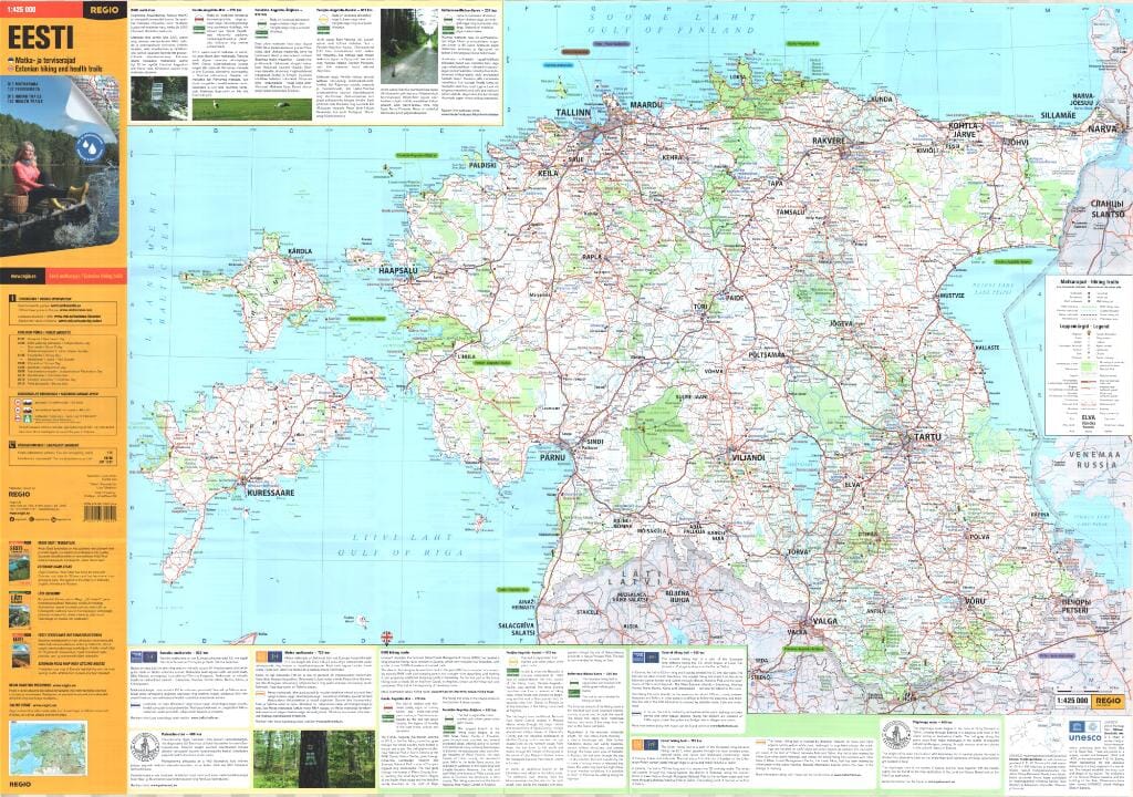 Carte des sentiers de randonnée et de santé d’Estonie | Jana Seta carte de randonnée Jana Seta 