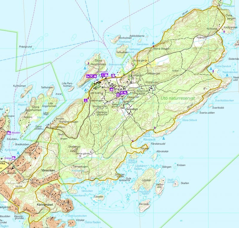 Carte des sentiers - Utö & Ornö stigkarta (Suède) | Calazo carte de randonnée Calazo