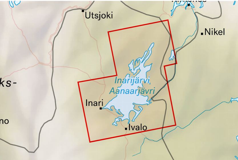 Carte des sports nautiques - Inarijärvi, Vätsäri & Tsarmitunturi (Finlande) | Calazo carte de randonnée Calazo