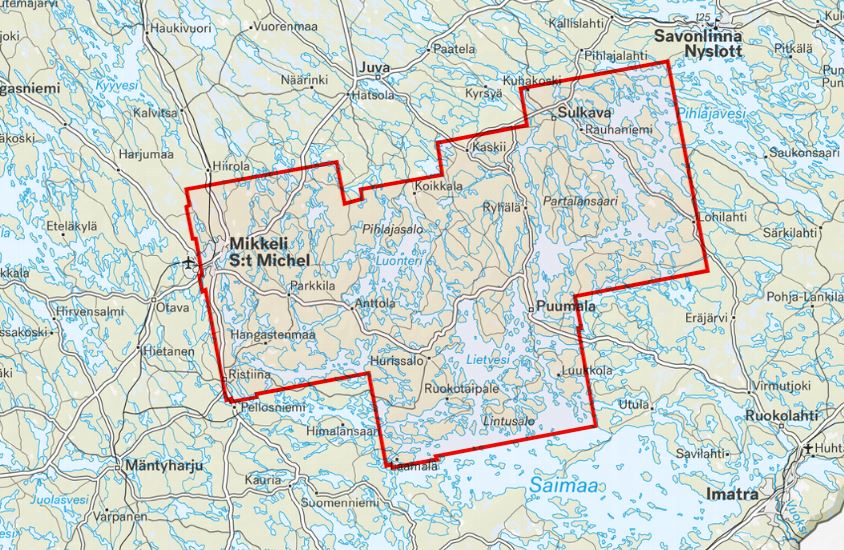 Carte des sports nautiques - Saimaa GeoPark Mikkeli, Puumala & Sulkava (Finlande) | Calazo carte de randonnée Calazo