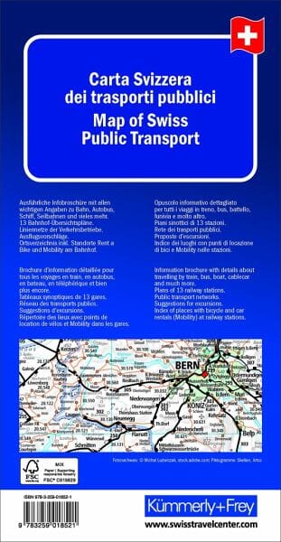 Carte des transports publics en Suisse | Kümmerly & Frey carte routière Kümmerly & Frey