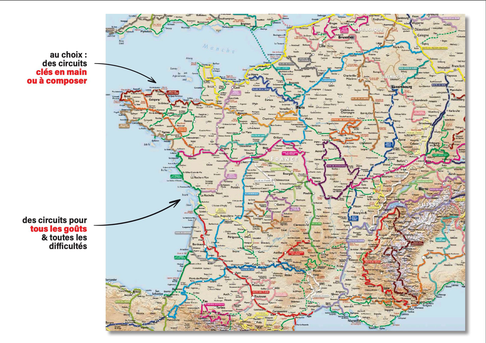 Carte des véloroutes et voies vertes en Europe et en France carte cycliste Suzac Editions 
