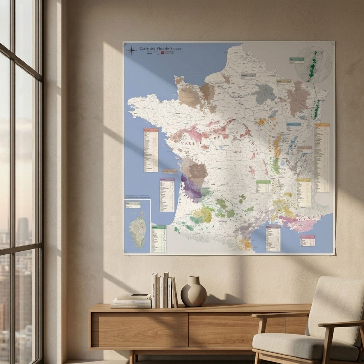 Carte des vignobles AOC de France – Tirage haute qualité grand format carte murale livrée à plat Blay Foldex 