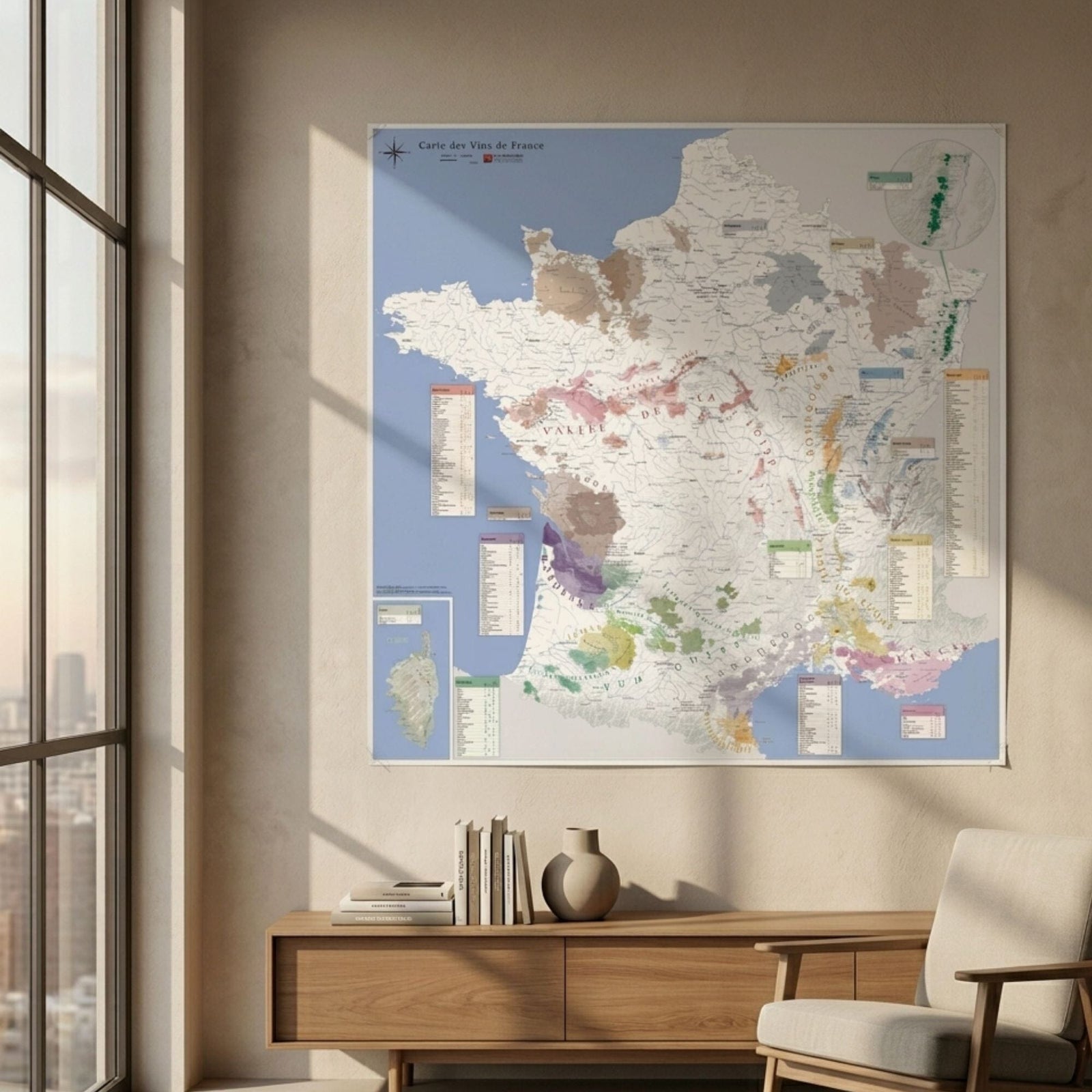 Carte des vignobles AOC de France – Tirage haute qualité grand format carte murale livrée à plat Blay Foldex 