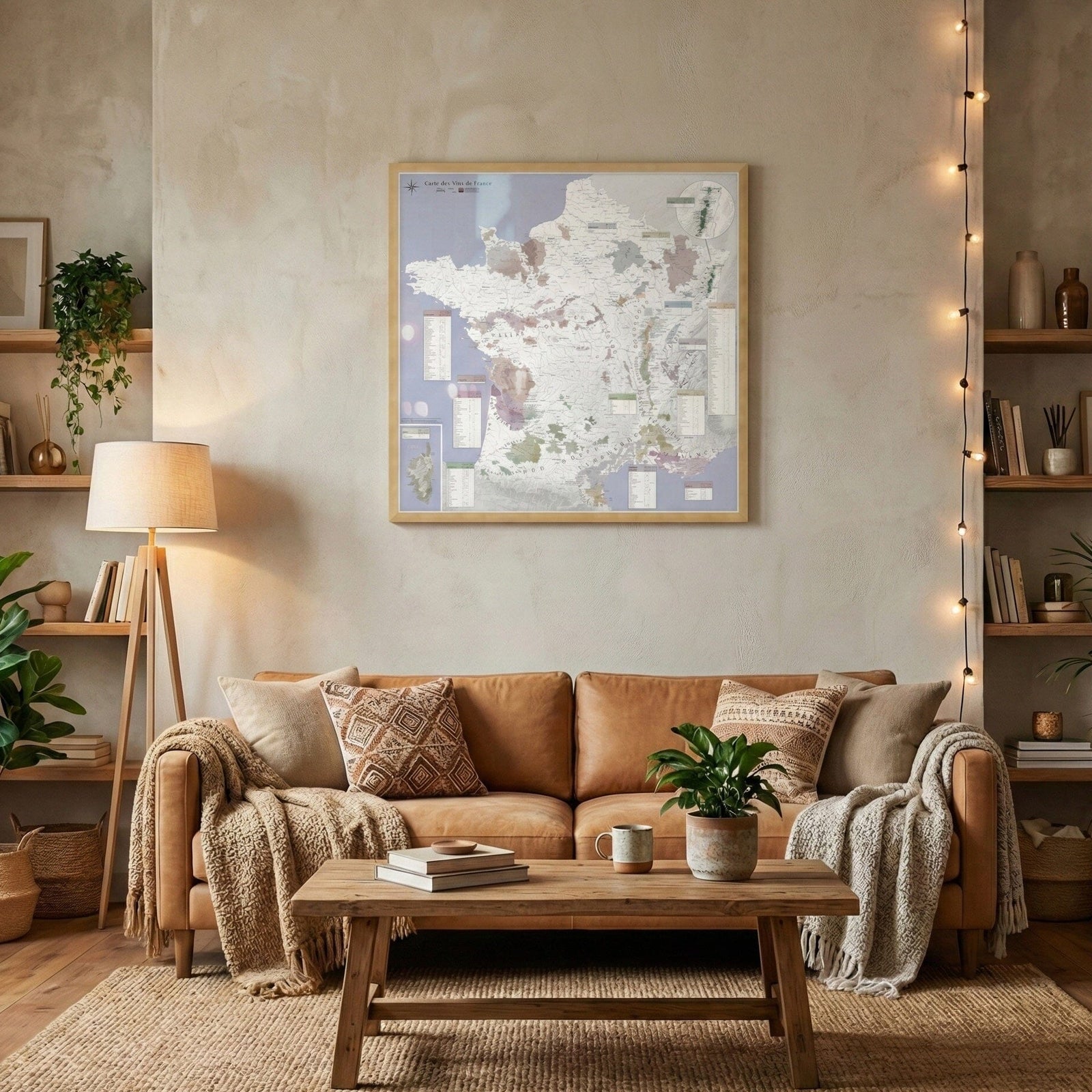 Carte des vignobles AOC de France – Tirage haute qualité encadré grand format carte murale livrée à plat Blay Foldex