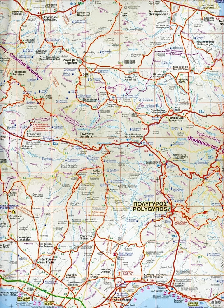 Carte détaillée - Chalcidique, n° 184 (Grèce) | Orama carte routière Orama 
