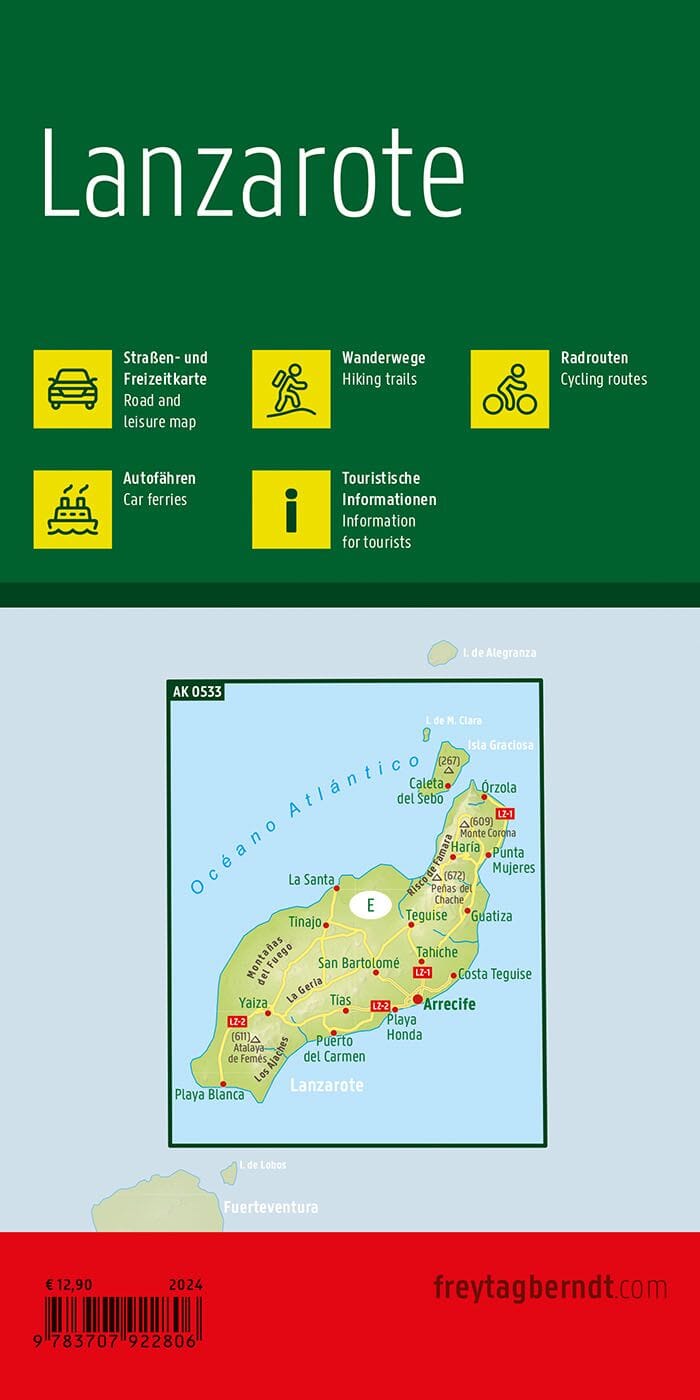 Carte détaillée - Lanzarote (Iles Canaries) | Freytag & Berndt carte routière Freytag & Berndt