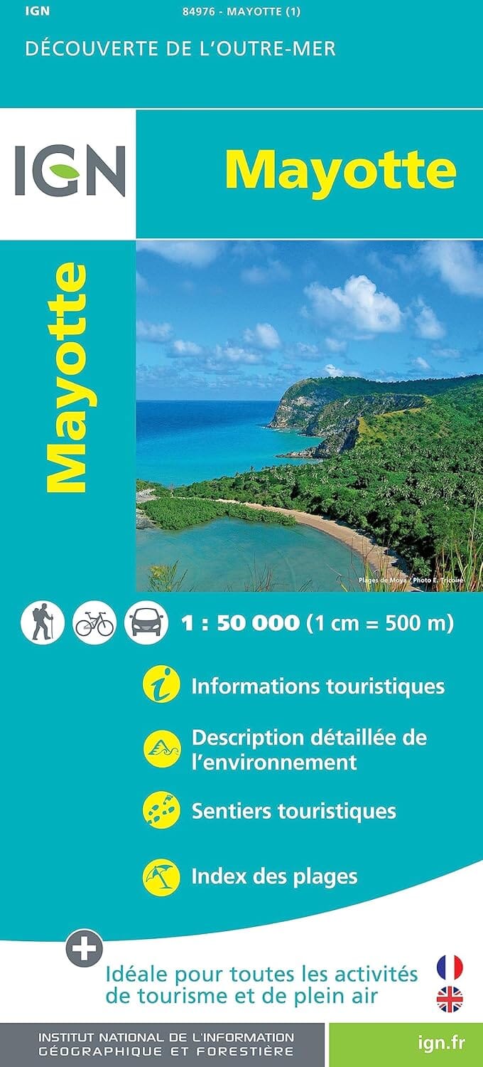 Carte détaillée - Mayotte - VERSION MURALE ET PLASTIFIEE | IGN carte murale roulée (en tube) IGN