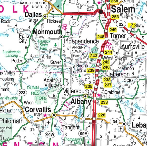 Carte d'état - Oregon (gros caractères, facile à lire) | GM Johnson carte routière GM Johnson 