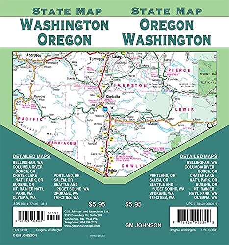 Carte d'état - Oregon, Washington | GM Johnson carte routière GM Johnson 