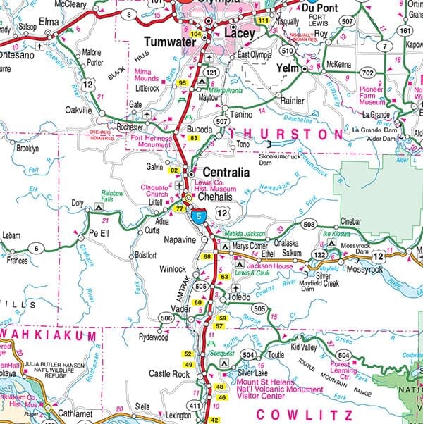 Carte d'état - Oregon, Washington | GM Johnson carte routière GM Johnson 