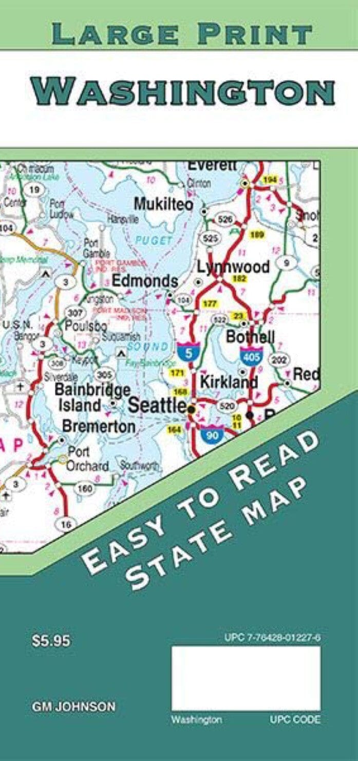 Carte d'état - Washington (gros caractères) | GM Johnson carte routière GM Johnson Default Title