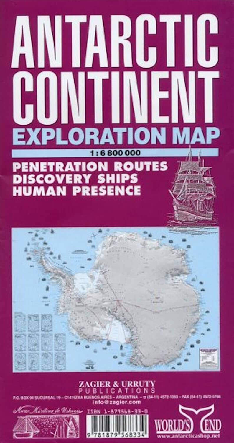 Carte du continent Antarctique | Zagier & Urruty carte routière Zagier y Urruty