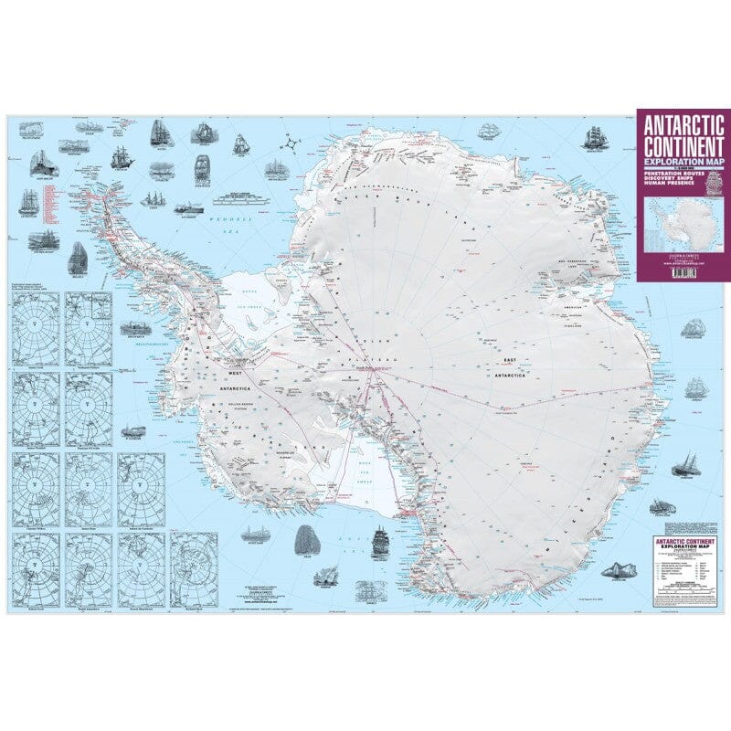 Carte du continent Antarctique | Zagier & Urruty carte routière Zagier y Urruty 