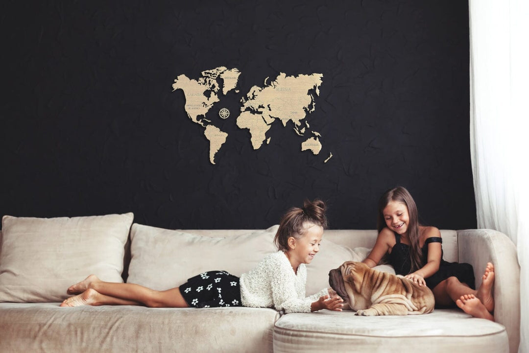 Carte du monde à assembler - couleur naturelle | Wooden City puzzle Wooden City Medium (57 x 36 cm) 