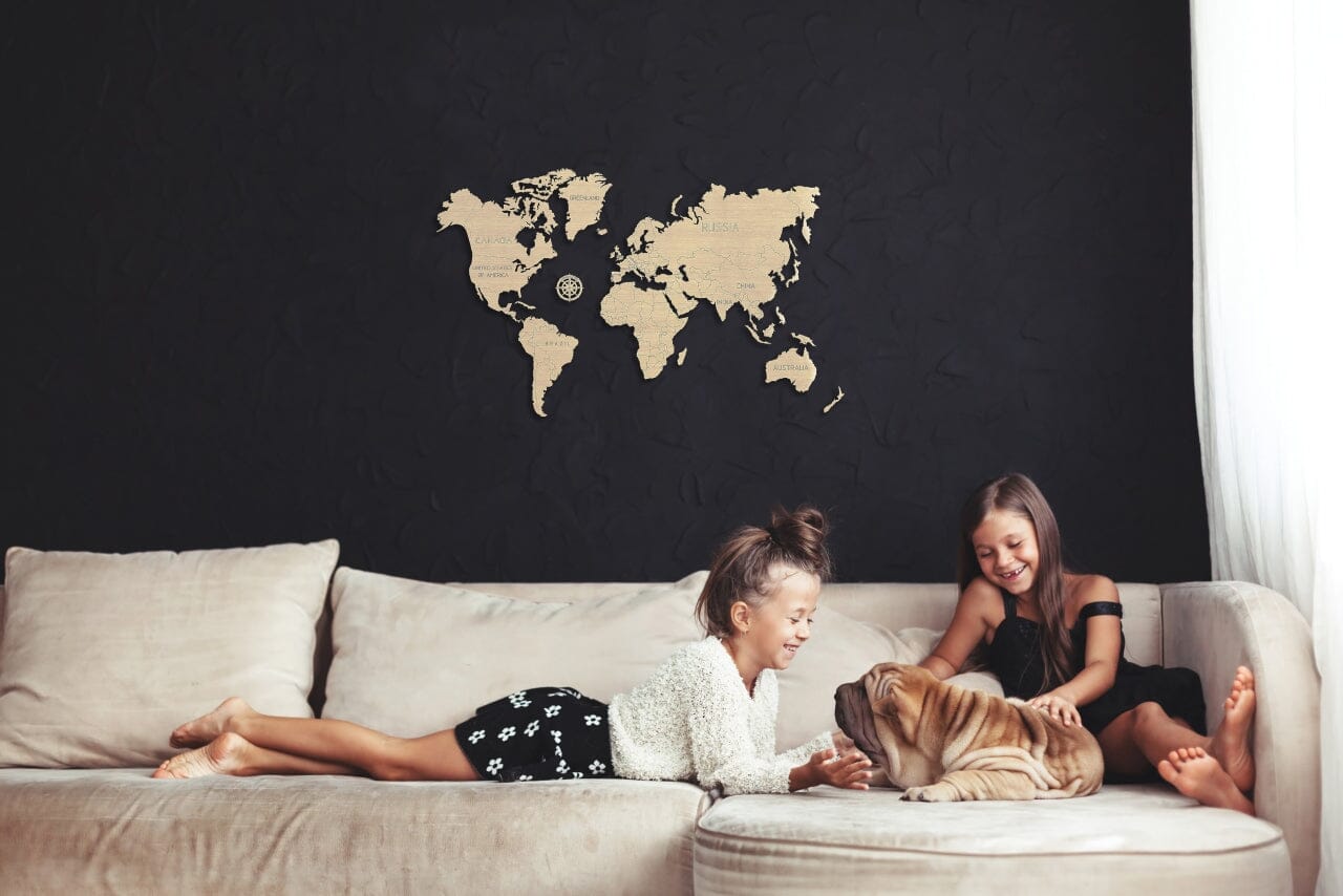 Carte du monde à assembler - couleur naturelle | Wooden City puzzle Wooden City Medium (57 x 36 cm) 